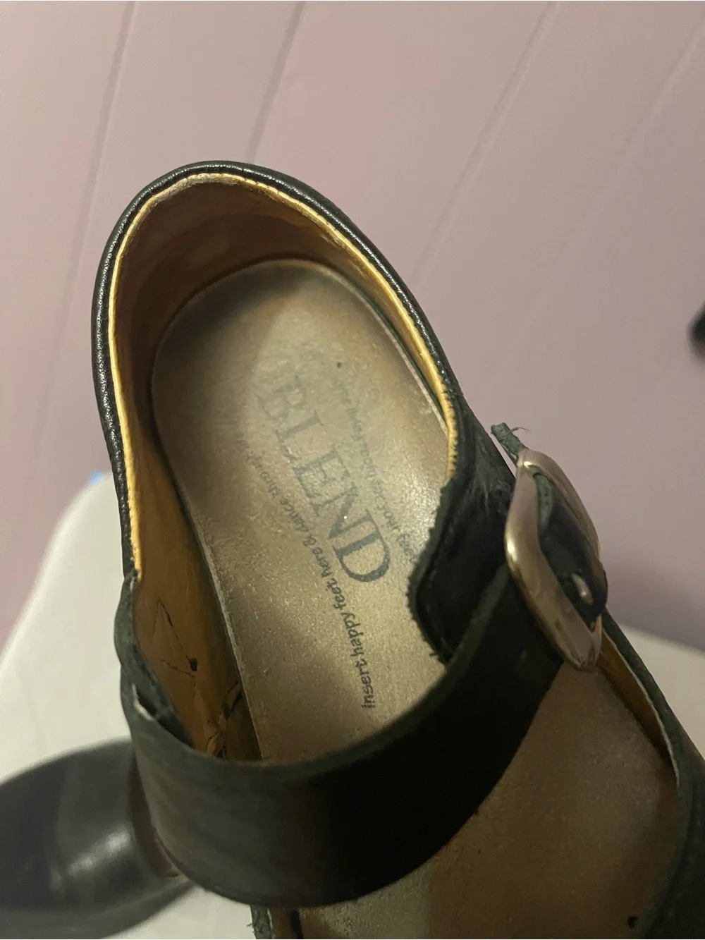 Women’s Blend Black Leather Mary Jane Shoes with Buckle